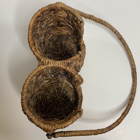 Straw Intertwined Metal Heavy Handled Large Candle Display Planter Minimalistic - Picture 8 of 9